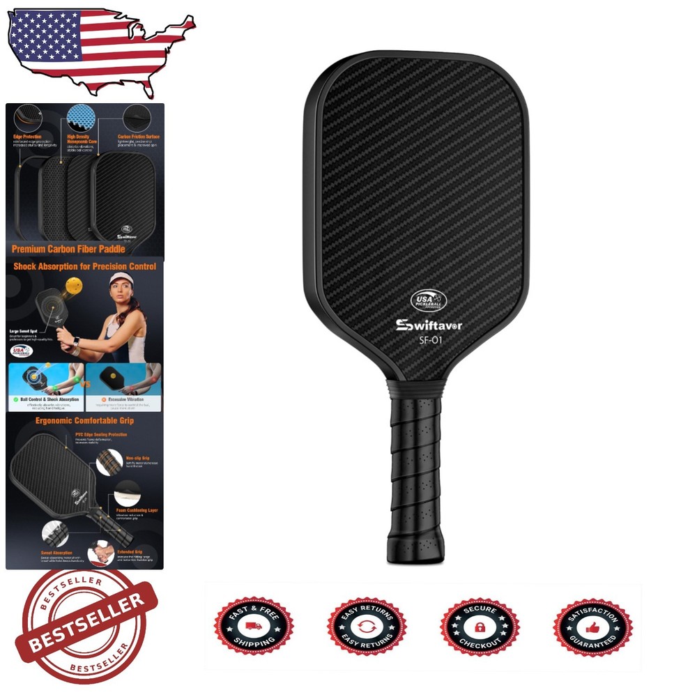 Lightweight Carbon Fiber Pickleball Paddle for Beginners and Advanced Players