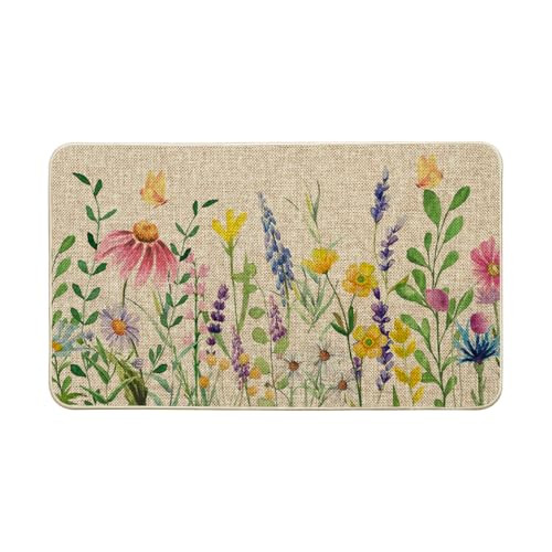 Flowers Lavender Daisy Spring Doormat, Home Summer Decor Low-Profile Switch