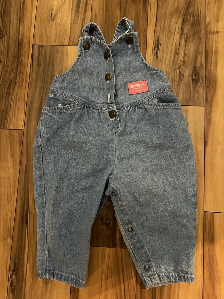 Oshkosh B'Gosh Vintage Girls  Denim Overalls Size 18 Mos