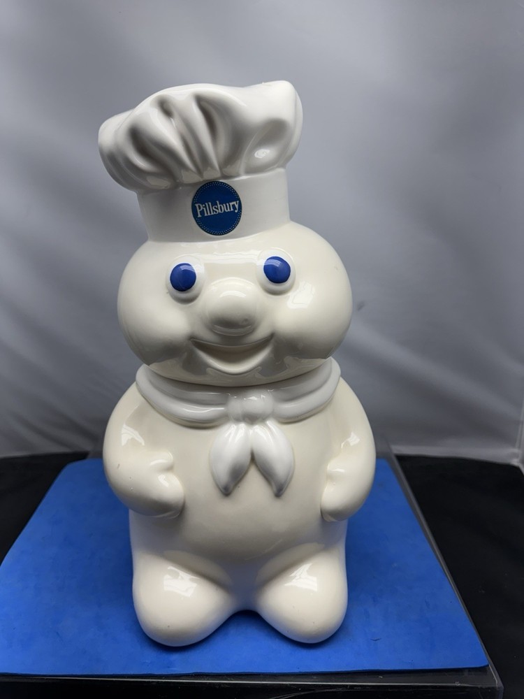 Vintage 1988 12'' Pillsbury Doughboy Cookie Jar Ceramic Kitchen Collectible