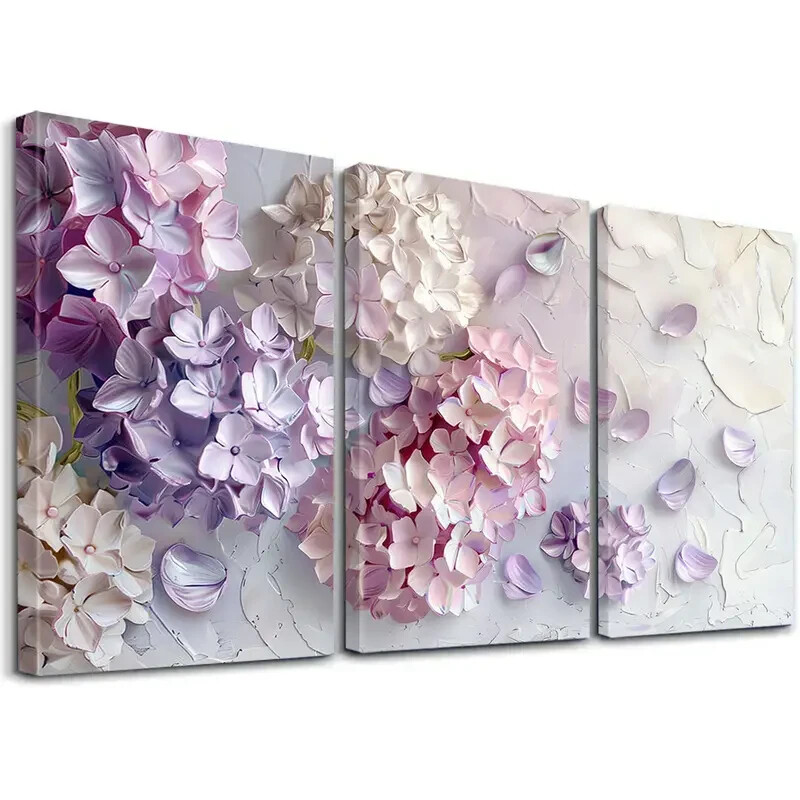 3pcs Hydrangea Flora Wall Art  Canvas Unframed/Framed
