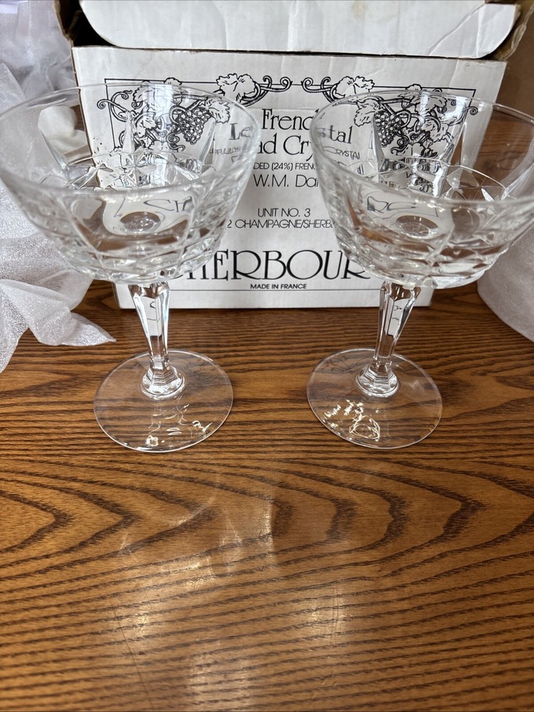 Set of 2 Vintage W.M. Dalton French Lead Crystal Goblets No. 1 and 2
