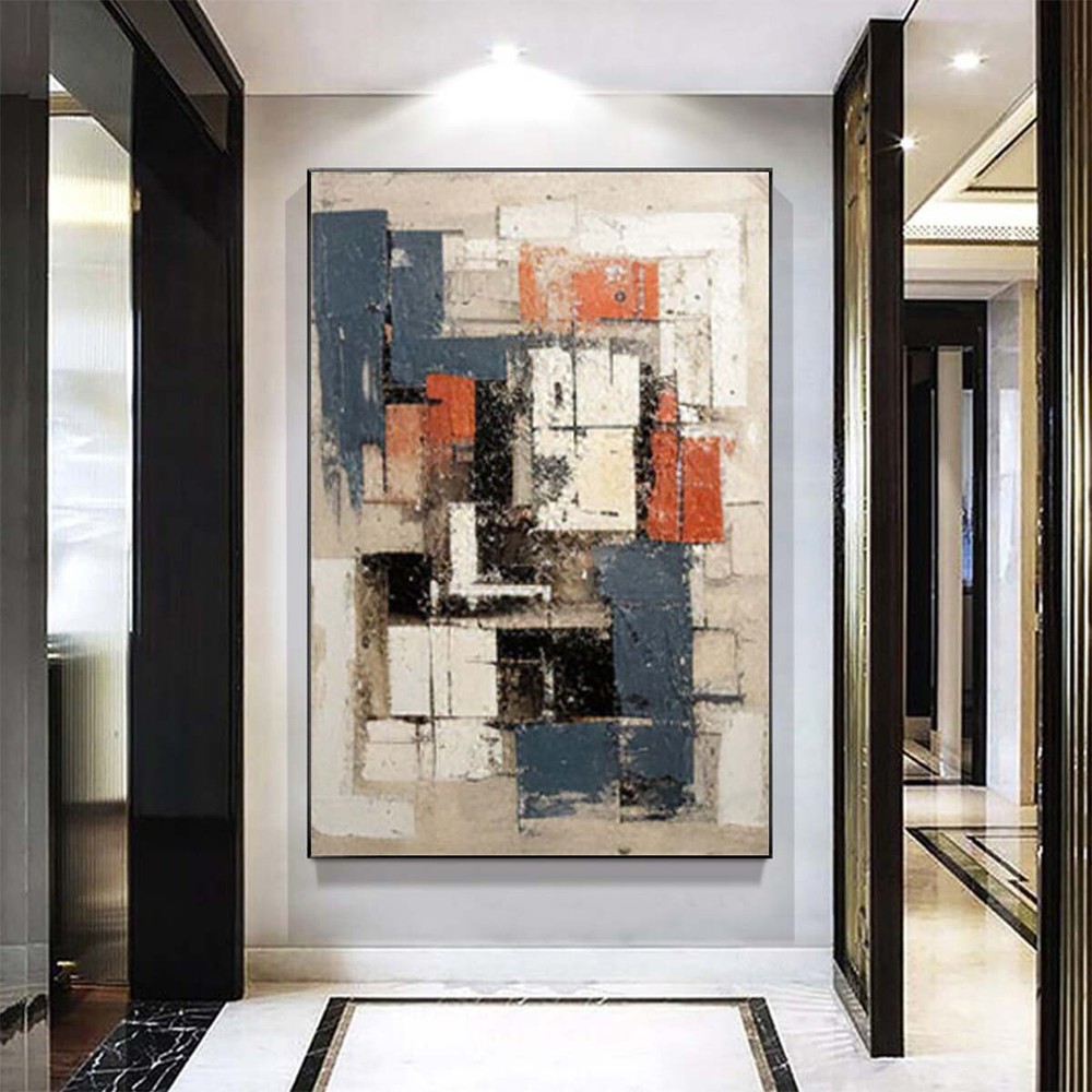 Hand-Painted Modern Abstract Oil Painting On Canvas Art Picture Home Grey