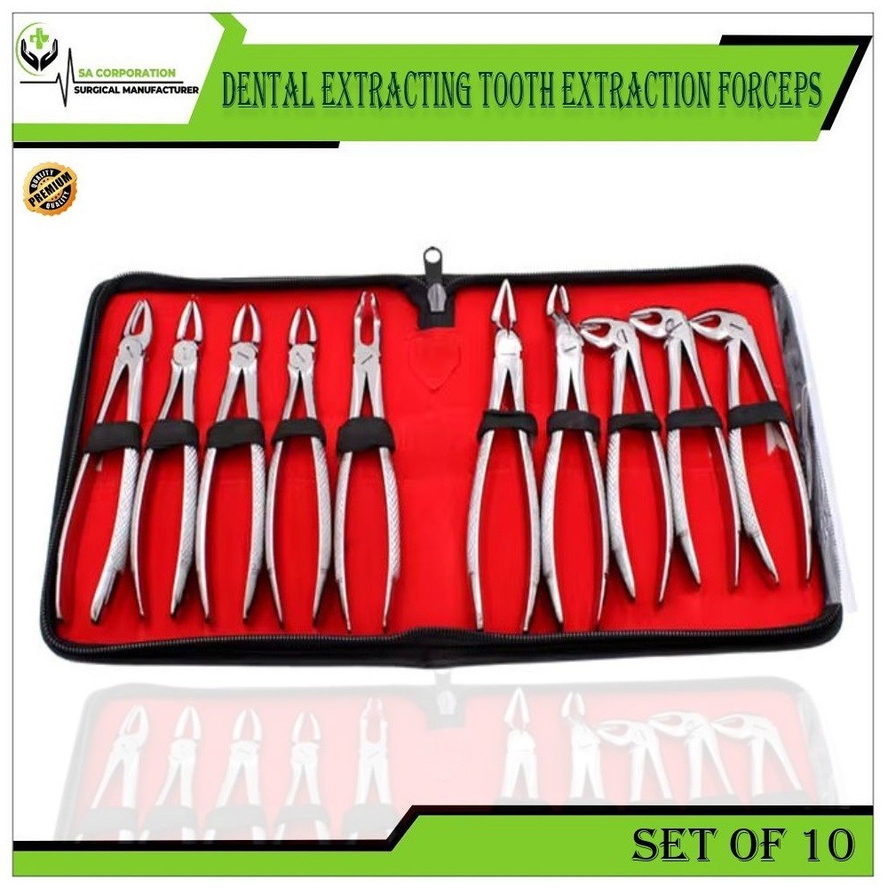 Premium Dental Extracting Forceps Tooth Extraction Instruments  Set Of 10 pcs