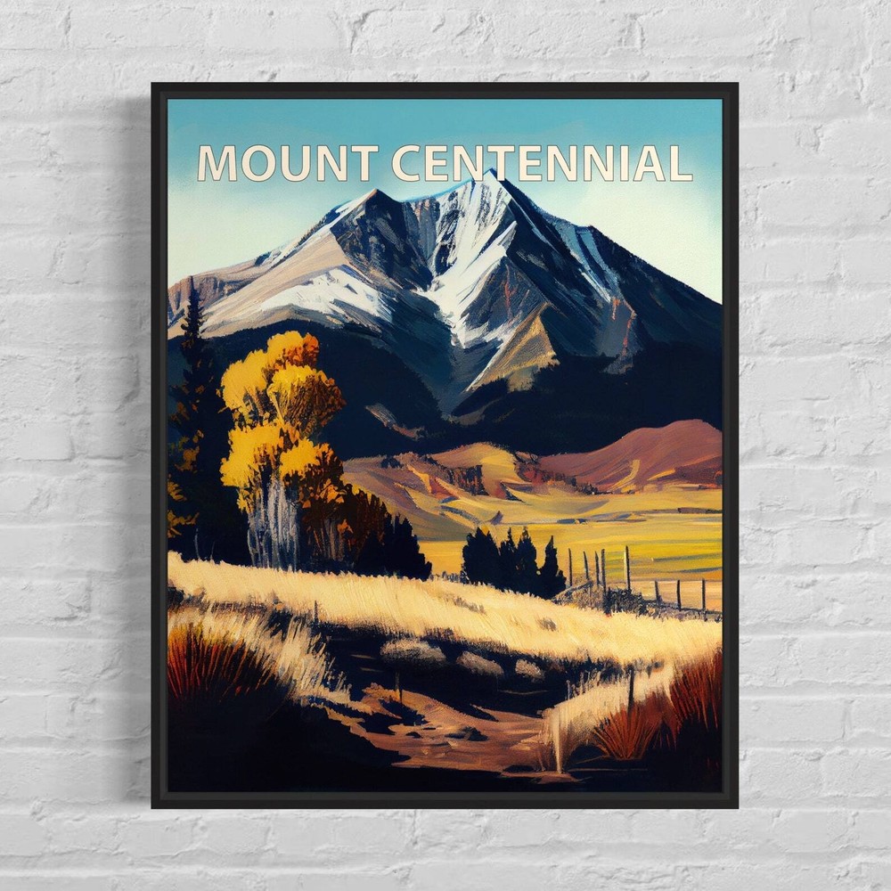 Mount Centennial Montana Retro Art Print Mount Centennial Wall Art Painting
