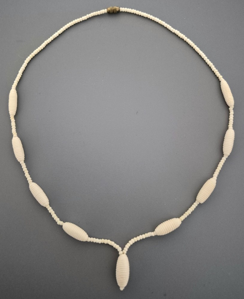 Vintage Bovine Bone Necklace - Hand Carved Geometric 20