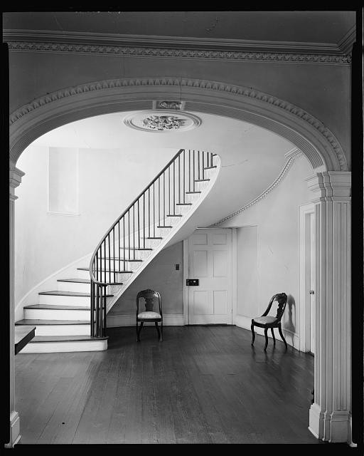 Clinton Georgia Lowther Hall 1940s Stair Hall Interior Spiral Staircase