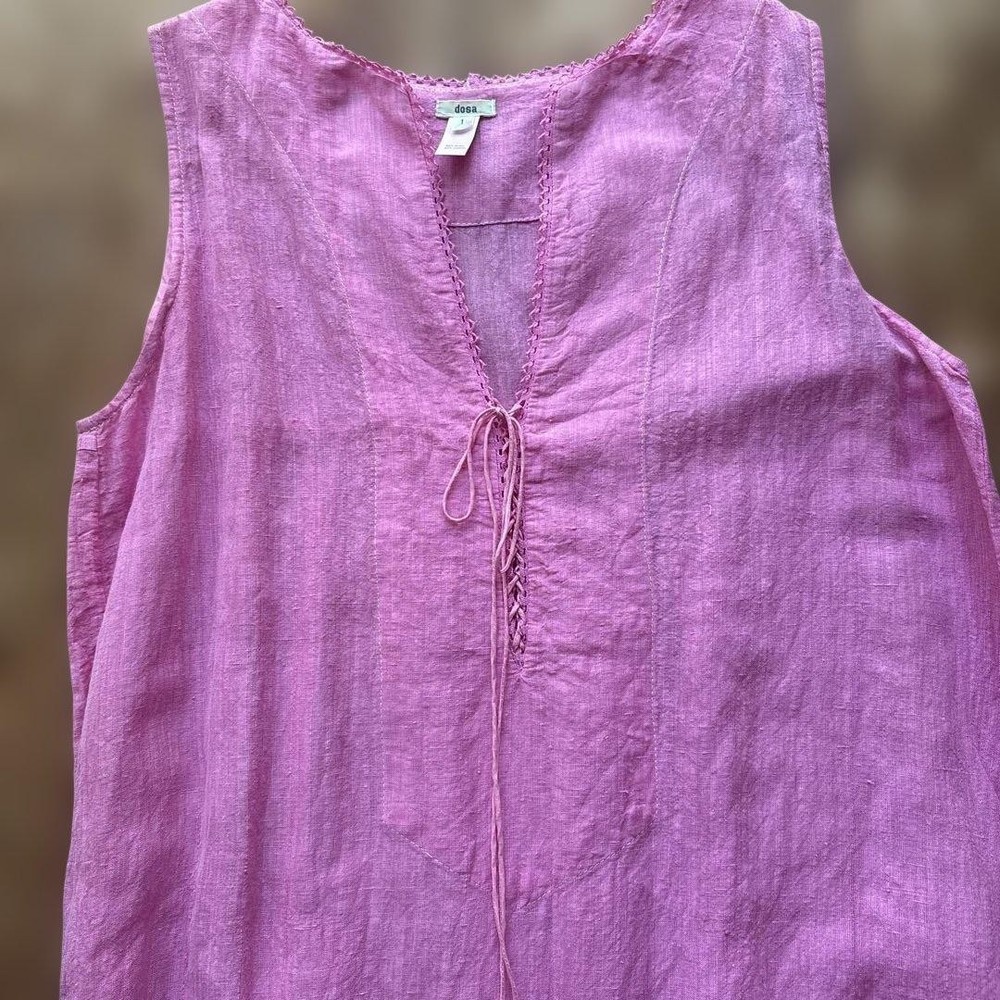 dosa Sleeveless Dress Pink M Linen Cotton Blend