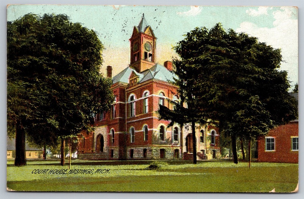 Court House Hastings MI Rotograph 1908 Postcard S14