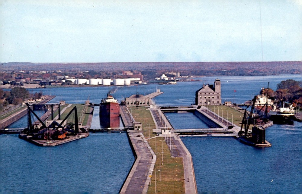 Soo Locks, Sault Ste. Marie, Michigan Postcard