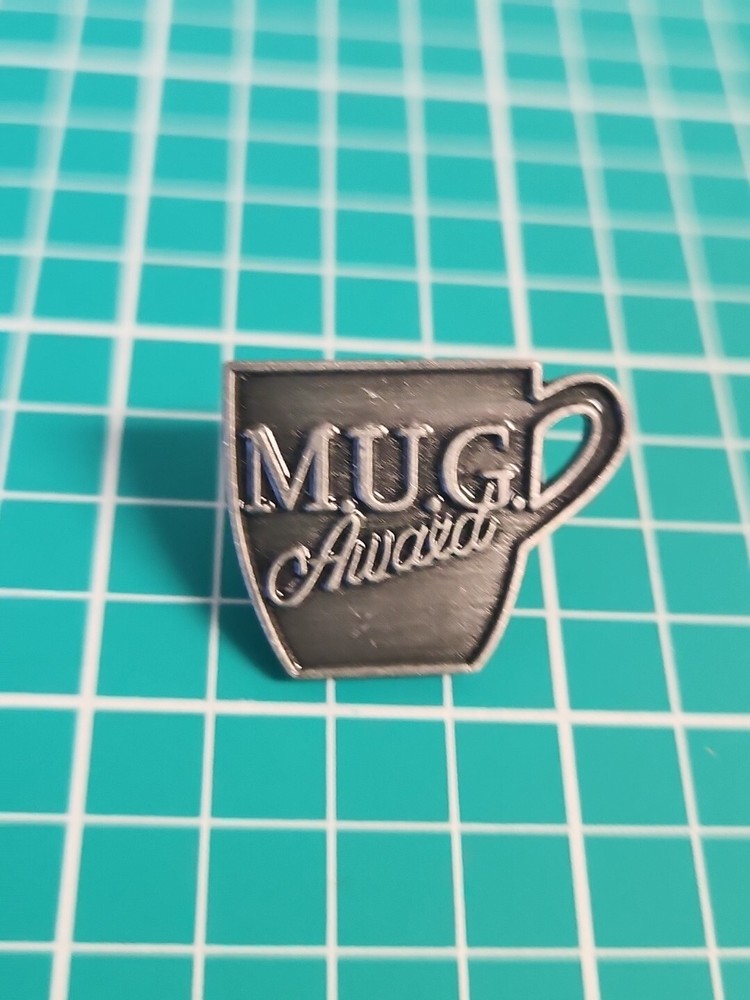 Vtg M.u.g. Award Coffee Cup Shaped Silver Tone Lapel Pin