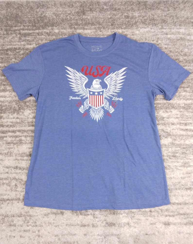 USA Freedom Liberty T Shirt XL  Men's Graphic Logo Patriotic Home Of The Brave