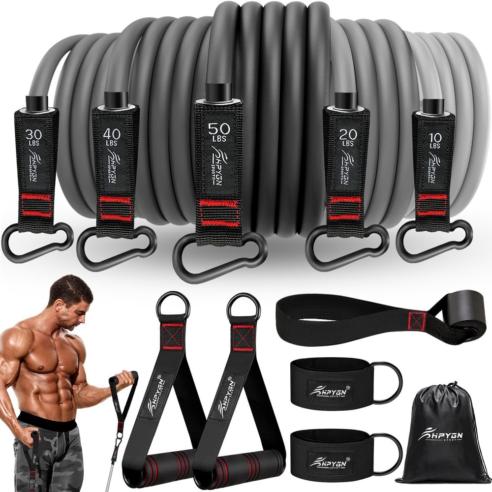 Resistance Band, Exercise Bands with Handles, Workout Bands, Fitness Bands wi...