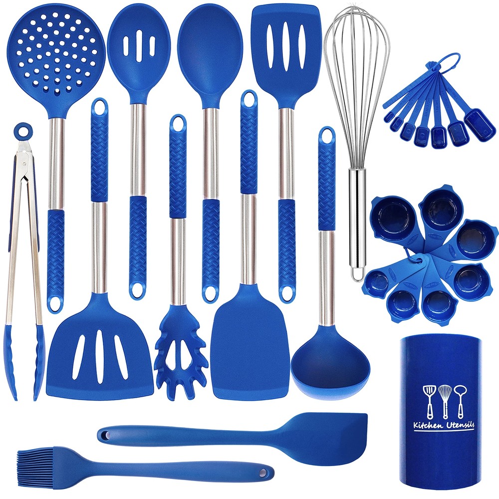 Silicone Kitchen Utensils Set - 28 Pieces Cooking Utensils Set Non-Stick Heat...