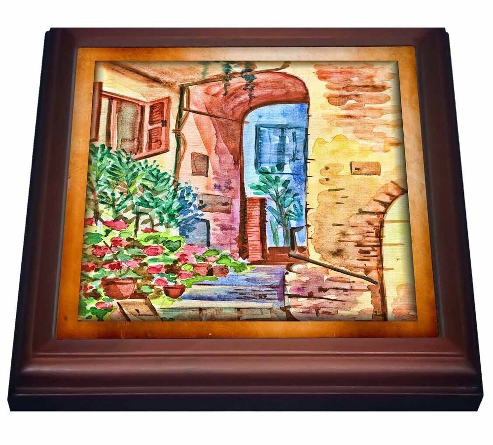 3dRose Italian Yard 8x8 Trivet with 6x6 ceramic tile
