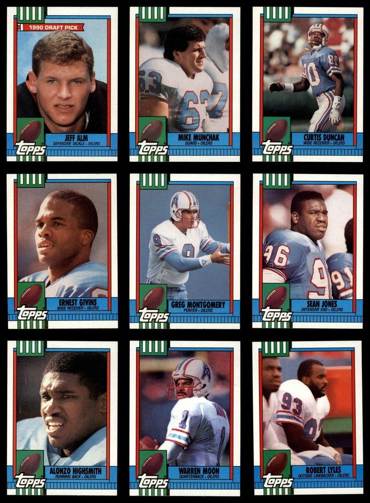 1990 Topps Oilers Almost Complete Team Set 8 - NM/MT 7226989 (18 / 19 cards)