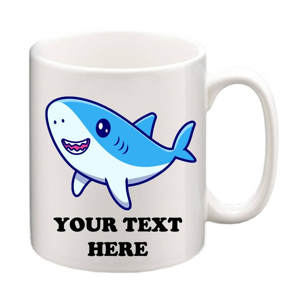 Personalised Cute Shark Kawaii Animal Mug And Coaster Add Your Name!