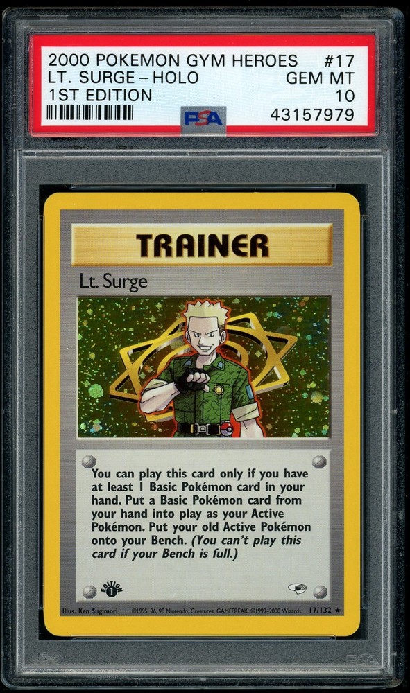 Pokemon Lt. Surge 2000 Heroes 1St Edition #17 Holo Psa 10RCH IS ACCEPTING CONSIGNMENTS! UP TO 95% PAYOUTS!