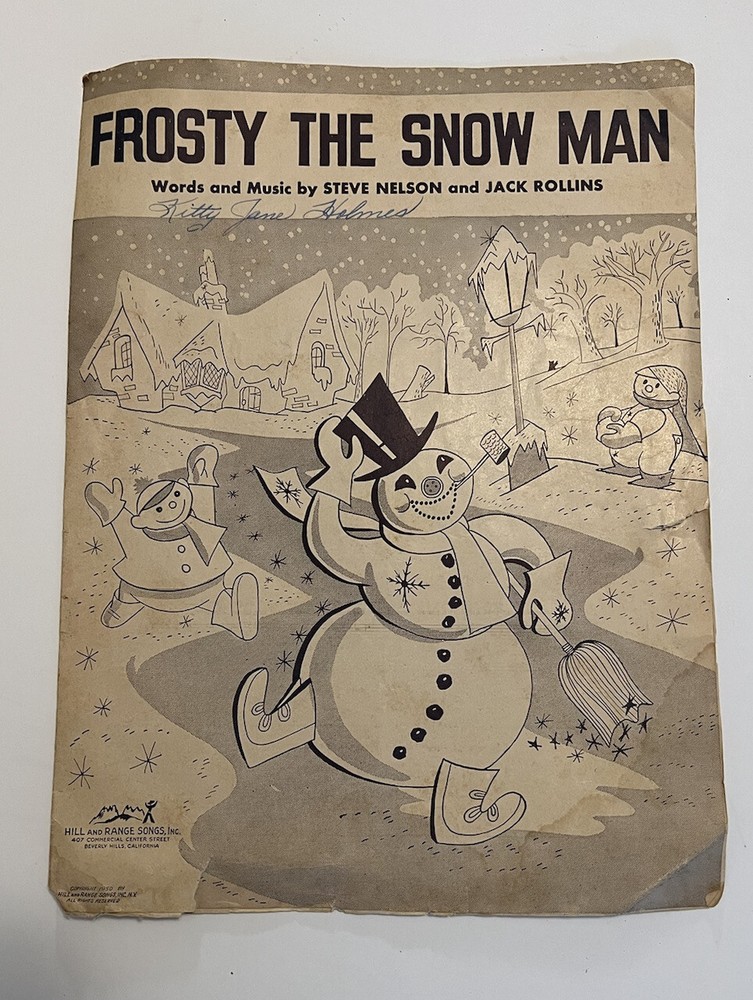 Frosty The Snowman Vintage Sheet Music Steve Nelson and Jack Rollins 1950