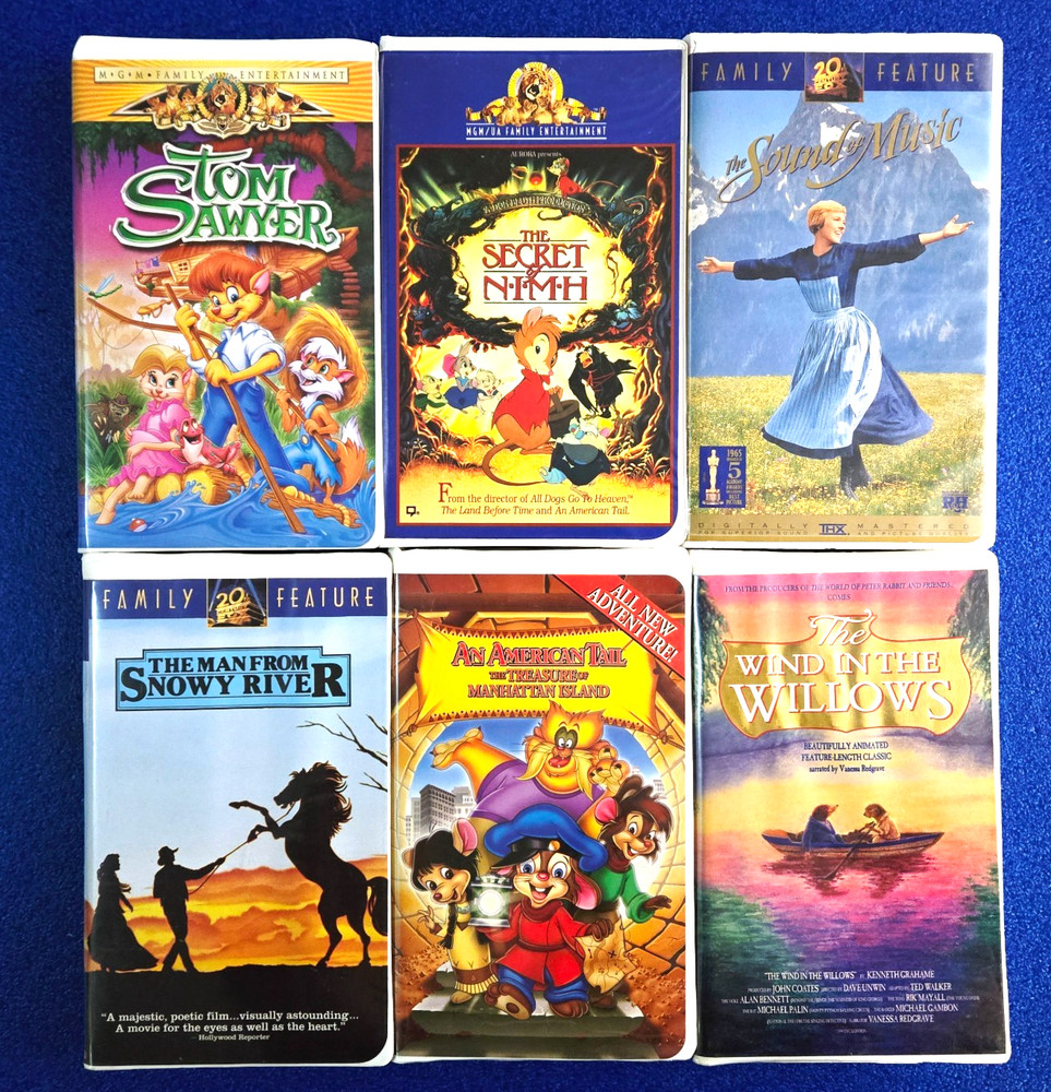6 Family & Children's Movie Vhs Set - Sound Of Music, An American Tale + More