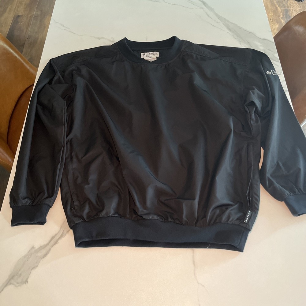 Columbia Men's L Black Golf Windbreaker Packable V-Neck Pullover Vintage Style