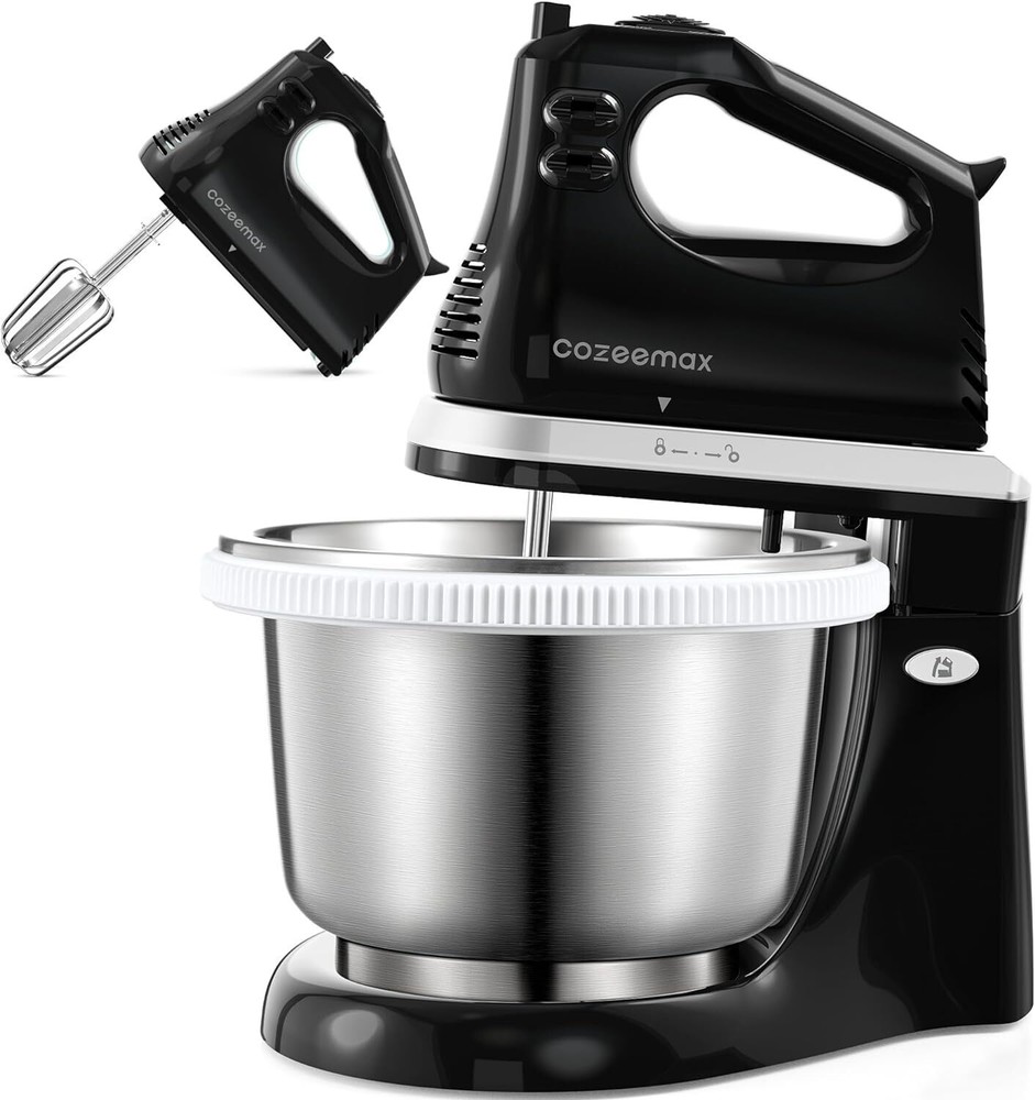 2-in-1 Electric Hand & Stand Mixer with 3-Quart Bowl for Easy Baking