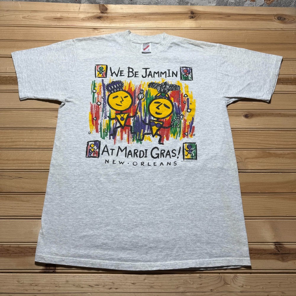 Vintage 90s Mardi Gras New Orleans Carnival Graphic Souvenir T-Shirt USA - Large