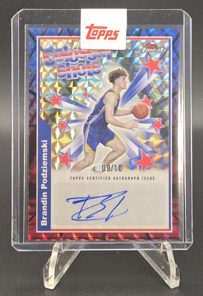 2024-25 Finest Brandin Podziemski Colossal Shots Auto /10 Red Black Geometric