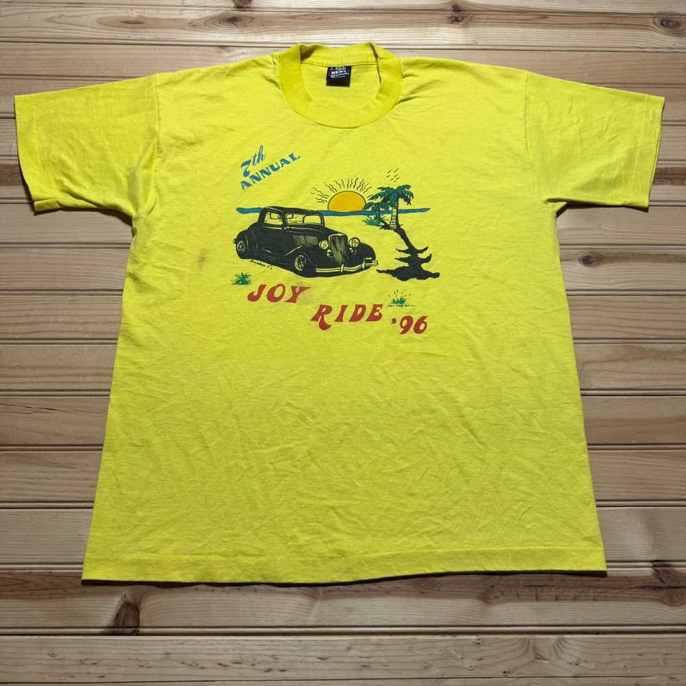 Vintage 90s 1996 7th Annual Joy Ride Classic Car Meet Sunset Shirt Size Large