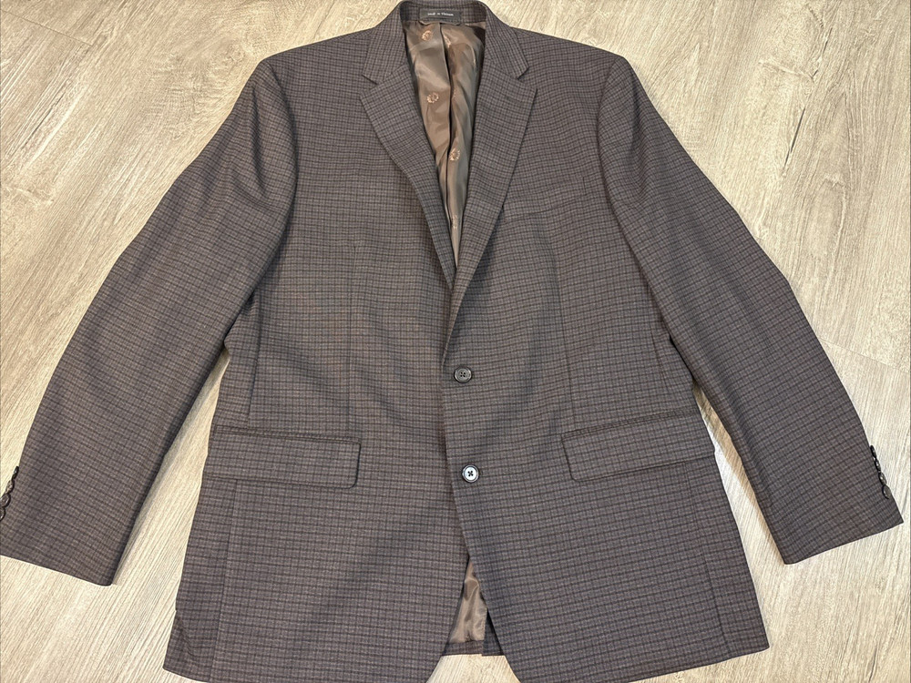 Lauren Ralph Lauren Sport Coat 44L Brown/Blue Mini-check 2-button Classic Fit