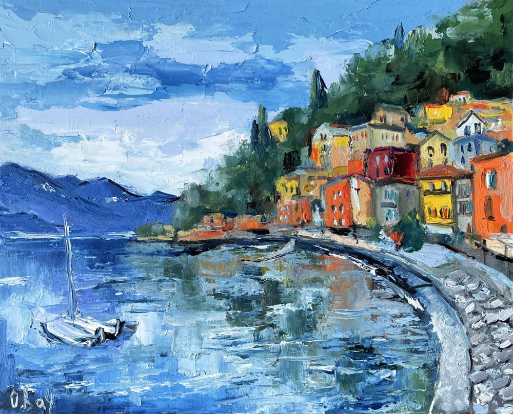 Lake Como Painting Landscape Original Art Oil Painting Italy Art 8x10