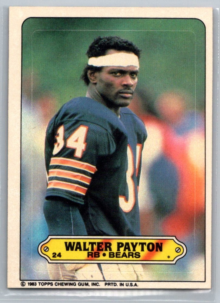 Walter Payton 1983 Topps Sticker Chicago Bears NFL #24 Vintage Football Card