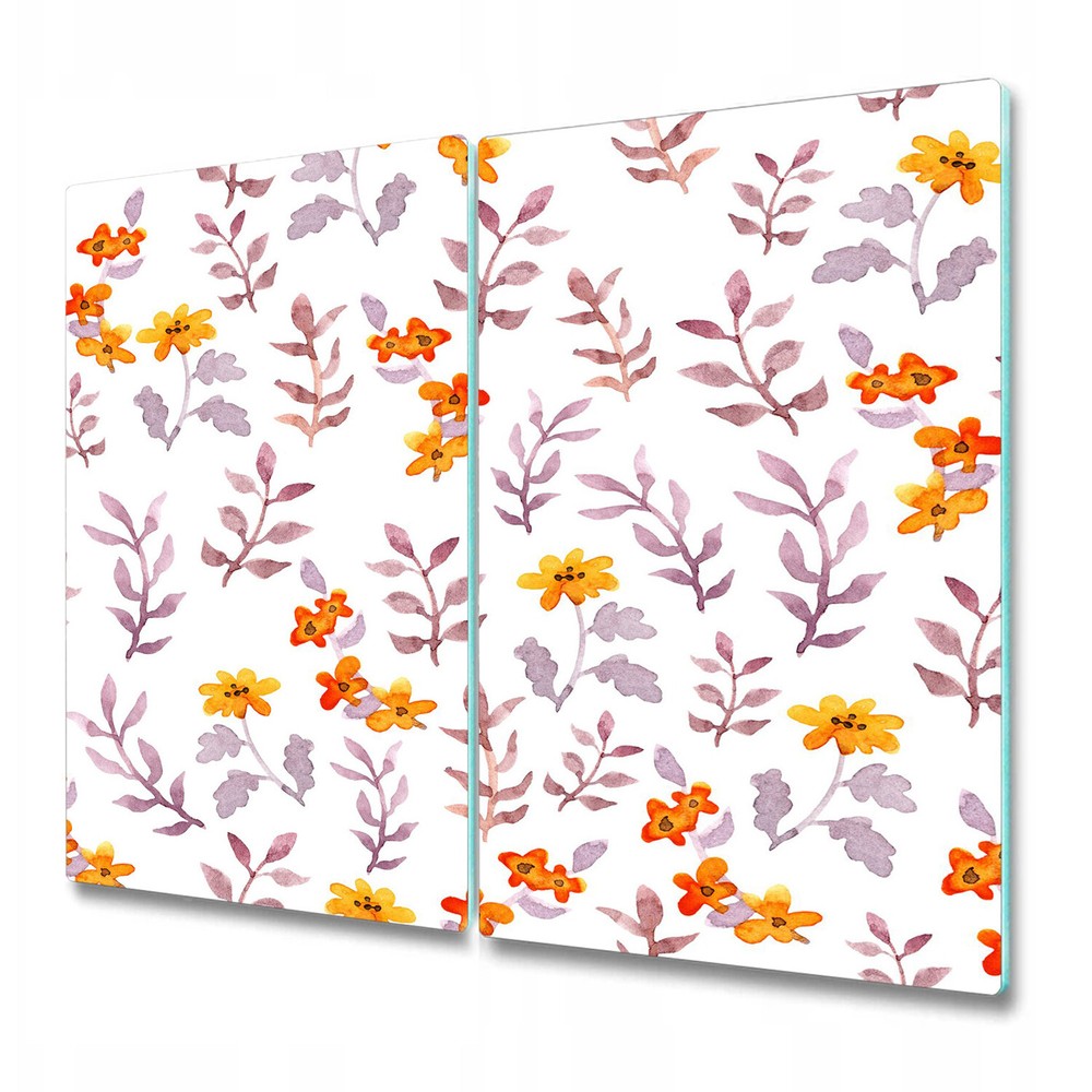 Glass Worktop Saver Kitchen Vintage flowers and leaves orange and pink large