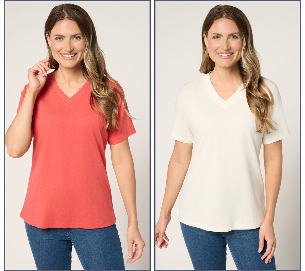 Denim & Co. Women's Top Sz L Make Your Selection: Essentials True Pink A719498