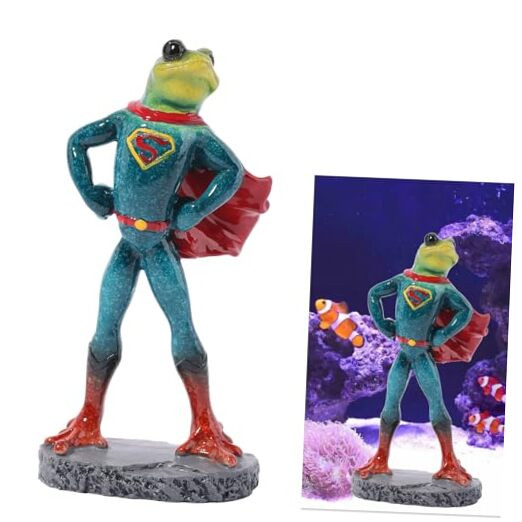 Underwater Landscape Resin Figurine - A Frog in Muscle Outfit Ornament for