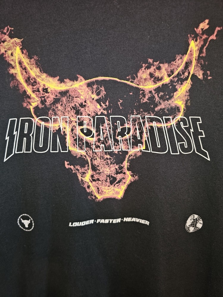 Under Armour Project Rock Iron Paradise Large Mens Black Graphic Logo Tshirt