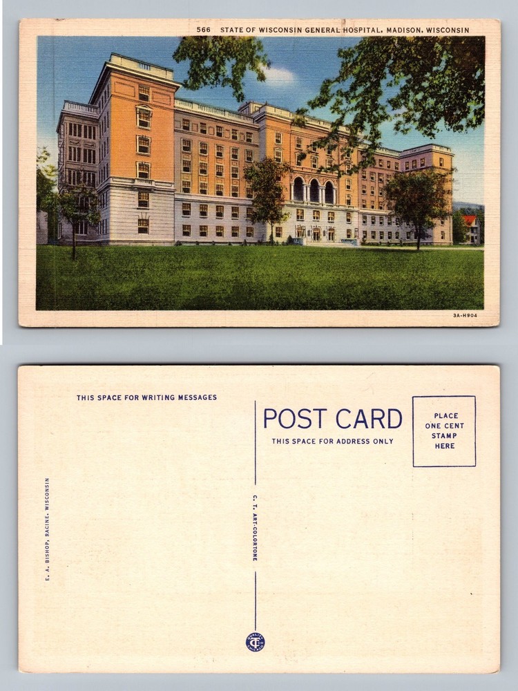 Madison, WI-Wisconsin, State General Hospital Exterior View Vintage Postcard
