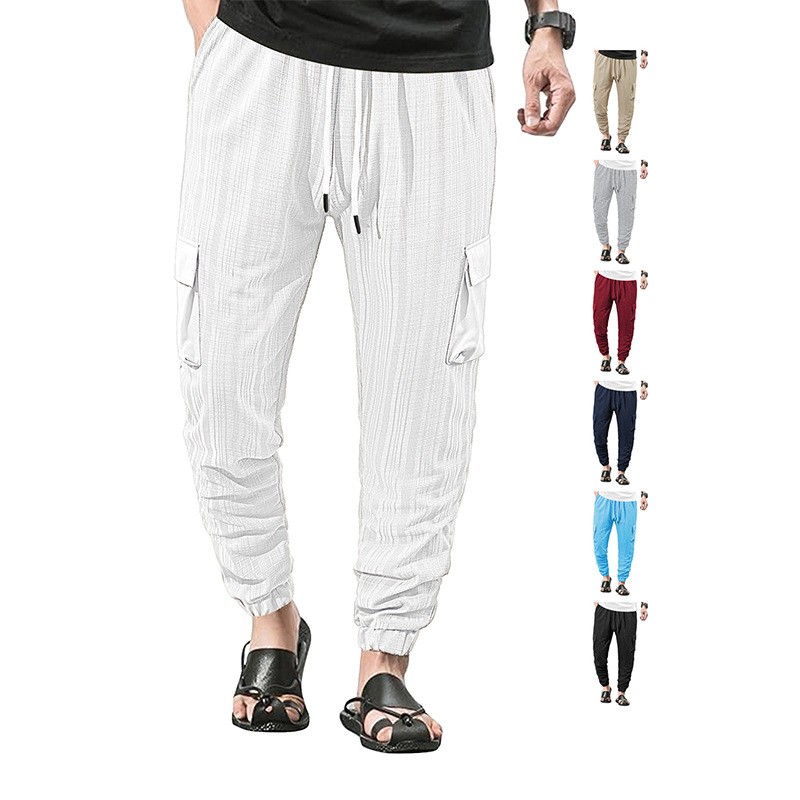 Men's Comfortable Linen Cotton Casual Drawstring Sports Trousers