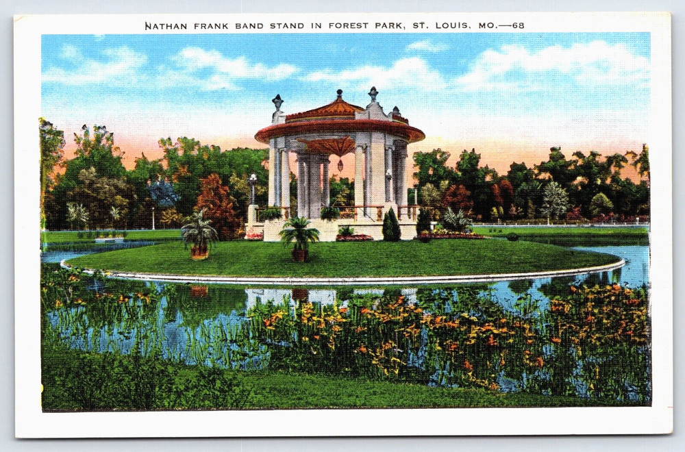 St. Louis Missouri Mo Nathan Frank Band Stand Forest Park Vintage Postcard