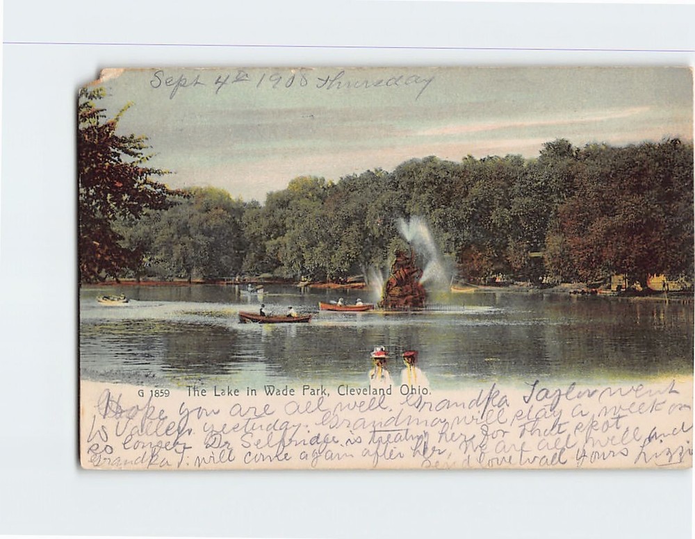 Postcard The Lake in Wade Park Cleveland Ohio USA