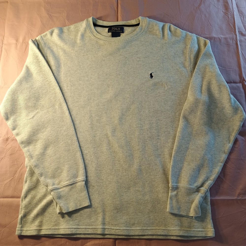 NWOT Polo Ralph Lauren Men XL T-Shirt Interlock Solid L/S Pony Beige 100% Cotton