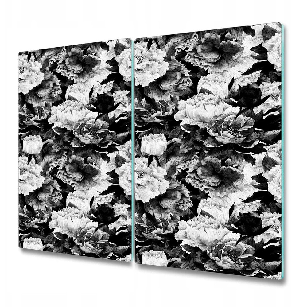 Glass Surface Protector Worktop saver Dark floral Vintage peonies 2x30x52