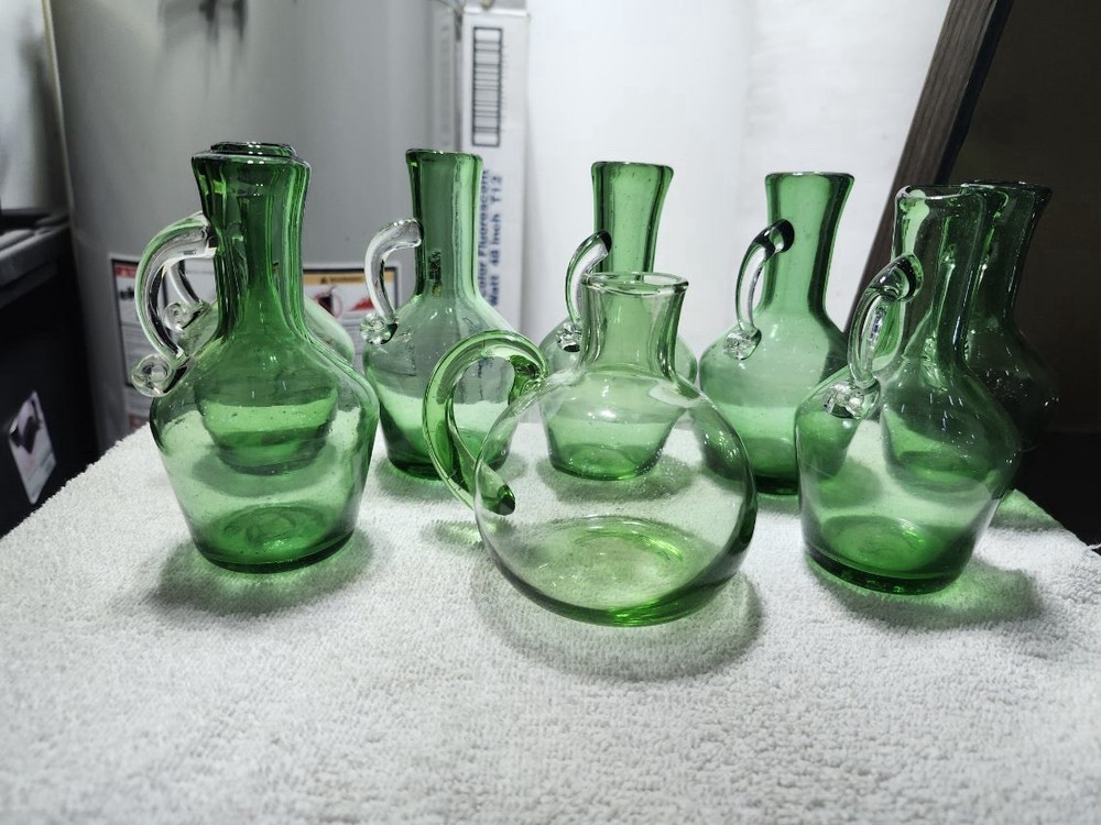 Vintage Art Glass Emerald Green Hand Blown Mini 5