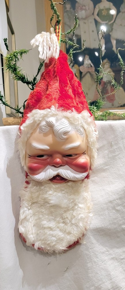 Santa Headed Pajama Bag. Zipper, USA.  Hangs. So perfect for a 50s Child