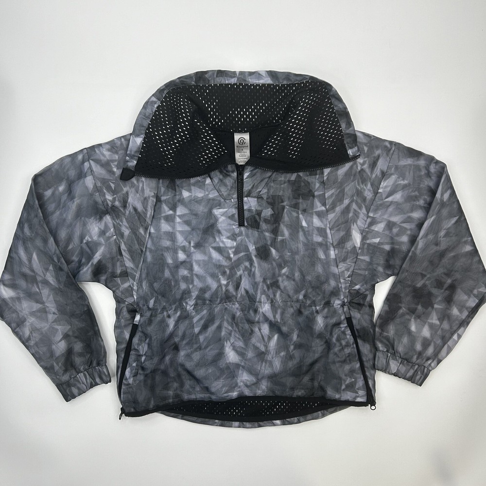 Champion C9 Holographic Pullover Windbreaker Womens Small Gray Geometric 1/4 Zip