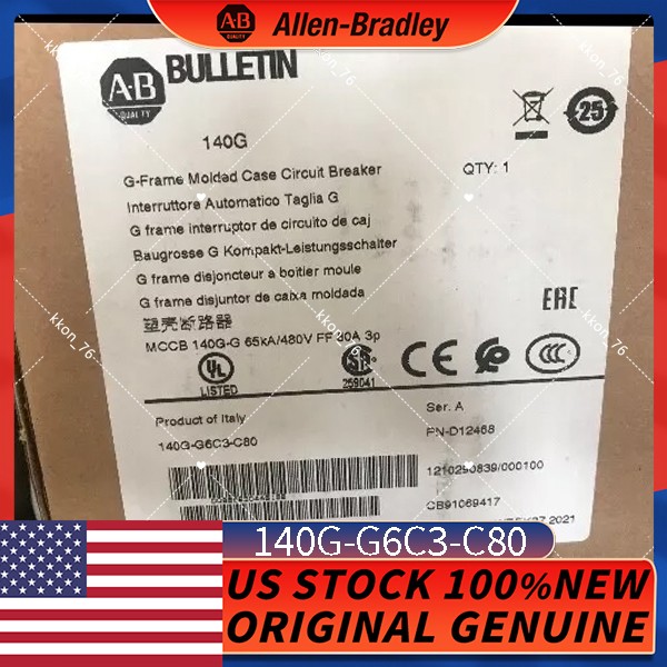 1PC NEW Allen Bradley 140G-G6C3-C80 80A 480V 3Pole Circuit Breaker 140GG6C3C80
