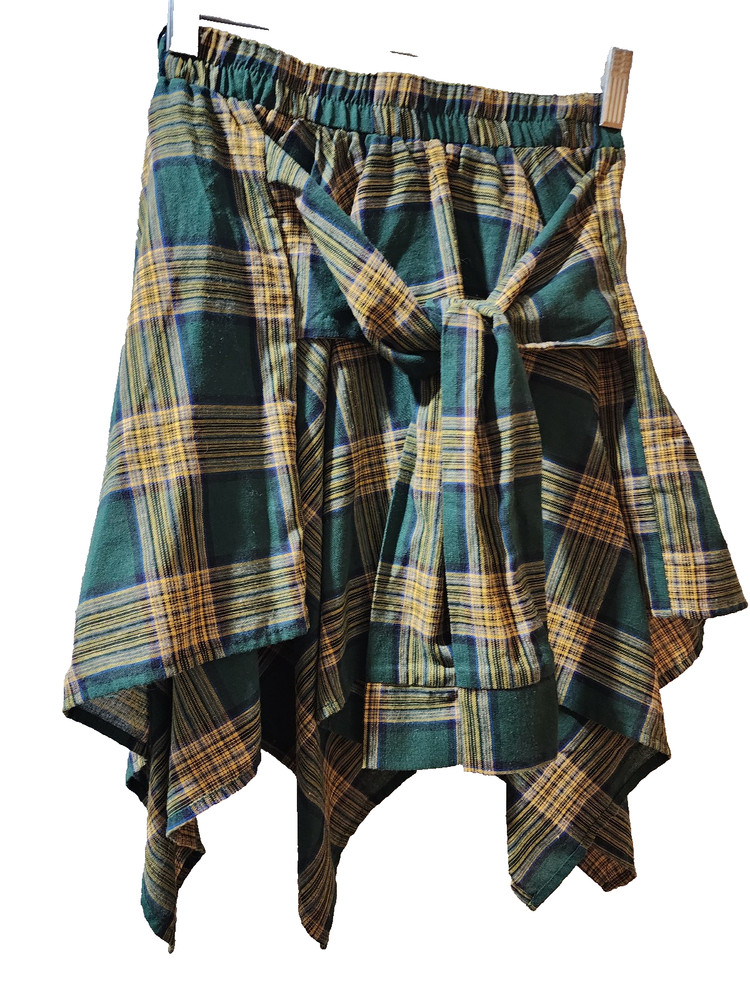 Illa Illa Women's Small Green Tartan Plaid hankerchief Skirt