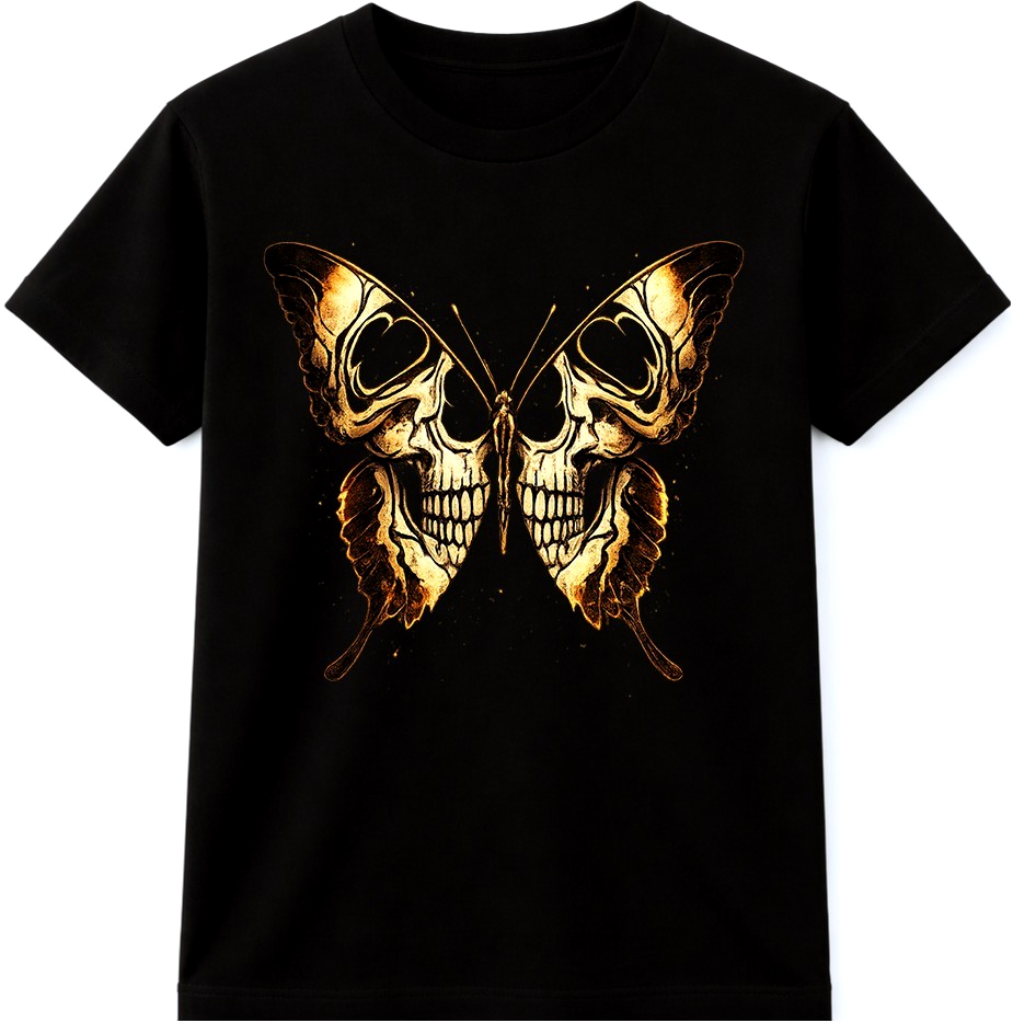 Butterfly Skull T Shirt Gothic Insect Dark Art Vintage Graphic Tee