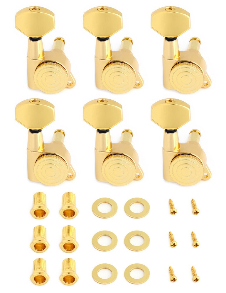 Metallor 6PCS Guitar Tuning Pegs Locking Tuners Keys Machine Heads 6R Gold
