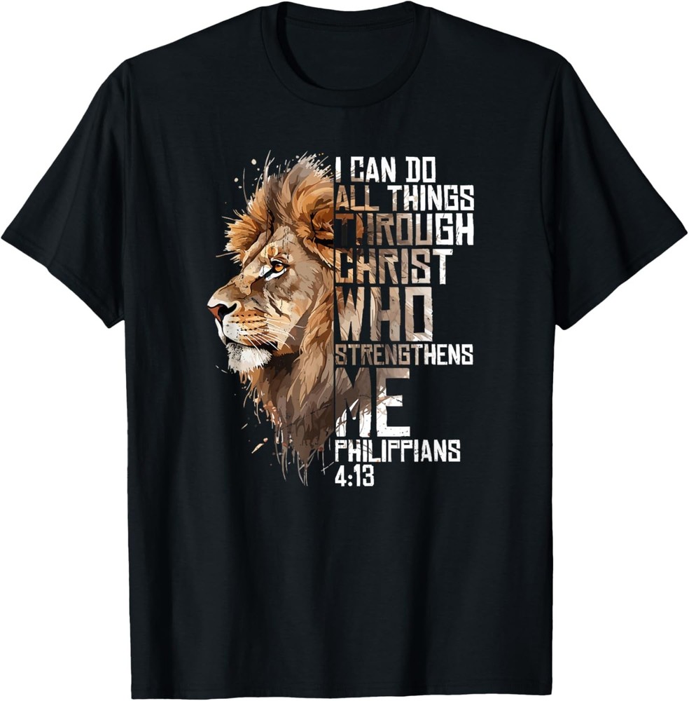 Philippians Christian Bible Verse Funny Lion Graphic Novelty T-Shirt